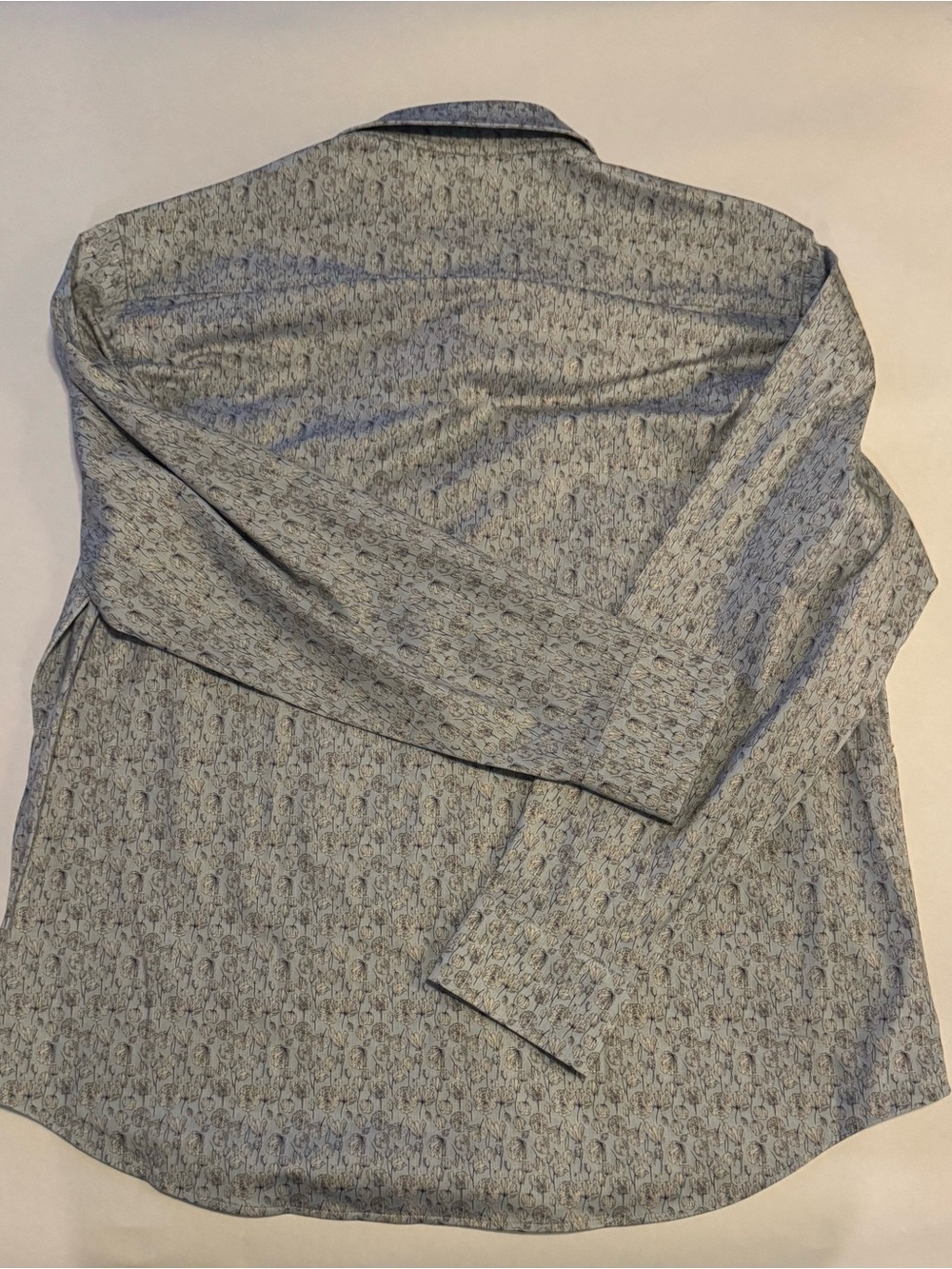 BUGATCHI Men’s Blue/Gray Floral OoohCotton Long Sleeve Button-Up Shirt XL - Picture 3 of 8